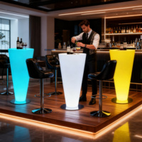 Table ronde à bar lumineuse à LED, meubles en plastique imperméables pour discothèque, salon, jardin, mariage