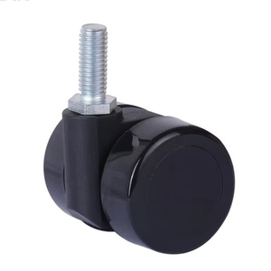 Black Twin Wheel <b>Flat</b> Mount <b>Screw</b> Stem Nylon Swivel Casters Durable OEM Custom 3 Year Warranty For Office Furniture Equipment - Product Image 1