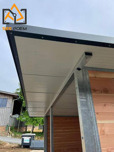 Chòi trú ngựa di động ngoài trời có mái che 12x12ft kiểu Oceania với mái thép và cửa chuồng ngựa phía trước - Product Image 4