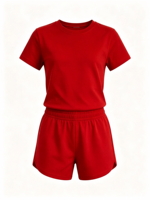 Ensemble décontracté 2 pièces pour enfants, couleur unie, t-shirt à manches courtes à col rond et short à taille élastique, tenue de détente pour enfants