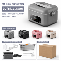 Boîte à lunch électrique rechargeable sans fil, chauffe-plat portable, batterie externe auto-chauffante, capacité 1L, acier inoxydable, Forester