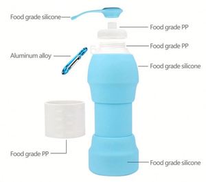 Custom Logo <b>Top</b> Seller Bottles Eco-Friendly Portable 580Ml Folding Cup Sports Runner Collapsible Silicone Water Bottle - Product Image 4