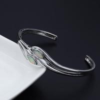 Bracelet manchette en argent plaqué, design coquillage, opale de feu bleue, bijou de mariage tendance, cadeau, livraison rapide en gros