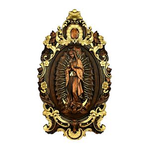 Estatua de madera hecha a mano de La Virgen María, Nuestra Señora Guadalupe, diseño moderno, decoración religiosa para el hogar, regalo religioso católico - Product Image 1