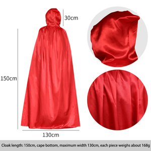 Costume di Halloween Unisex, Mantello Lungo con Cappuccio in Velluto, per Giochi di Ruolo, Feste, Cosplay, Mantello <span class=keywords><strong>Nero</strong></span> con Cappuccio - Product Image 3