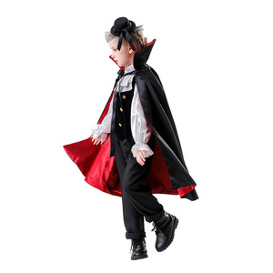 Disfraz de vampiro para niños, capa roja, traje negro, disfraz de Halloween para niños - Product Image 2