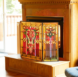 Paravent de cheminée victorien pliable en 3 parties, en verre teinté style cathédrale, sur mesure, fabriqué en Chine, taille 110*70CM - Product Image 6