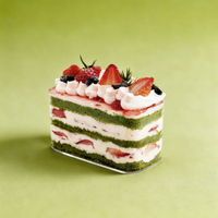 Boîte d'emballage pour dessert en plastique PS carré de qualité alimentaire, tiramisu, mousse, fabrication directe d'usine