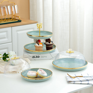 L'ultimo Design <span class=keywords><strong>a</strong></span> 2 livelli in marmo Snack Dessert Cake Stand Set di alzate per <span class=keywords><strong>torta</strong></span> in ceramica dorata per matrimonio - Product Image 2