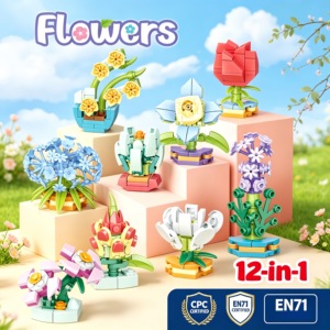 Vente en gros de jouets éducatifs pour enfants, blocs de construction en plastique ABS à assembler soi-même, 12 pièces, modèles fantastiques, boîtes de jouets - Product Image 1