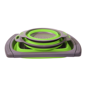 Set di Secchi Pieghevoli da Cucina, Cestello Rotondo in Silicone e <span class=keywords><strong>Plastica</strong></span> Richiudibile per Pulizia e Lavaggio, Comodamente Pieghevole - Product Image 4