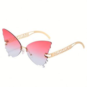 Lunettes de soleil papillon sans monture dégradées de luxe surdimensionnées style steampunk pour femmes – Vente en gros - Product Image 6