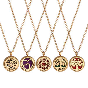 จี้สร้อยคอเหล็กกล้าไร้สนิมสีทองขนาด 12 มม. สำหรับน้ำมันหอมระเหยและน้ำหอม - Product Image 1