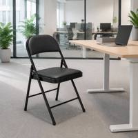 Chaise pliante en métal rembourrée robuste, chaise d'invité portable avec structure en acier pour le bureau, les conférences, les formations, les événements et les mariages