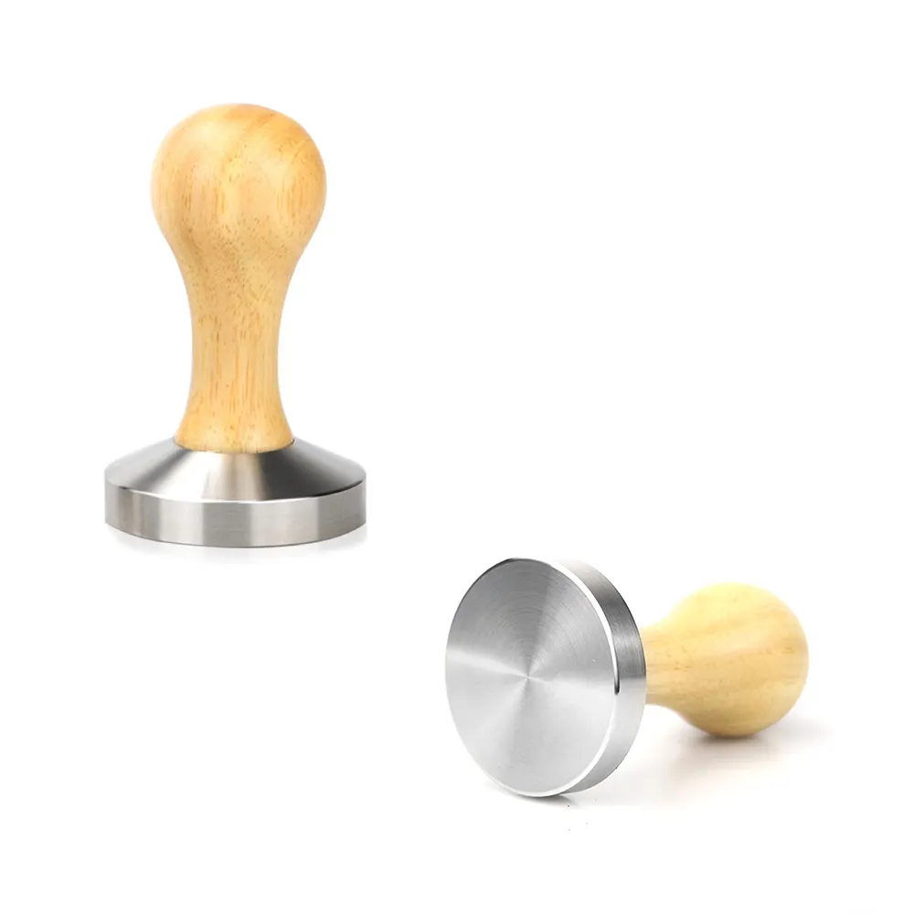 Coffee Tamper 58mm 51mm Stuffer Press Tool Flat Base Wooden Portable 304 Stainless Steel Coffee Tamper For Tea Shop