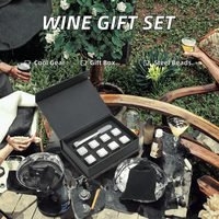 Accessoires pour le vin, accessoires de bar, ensemble cadeau de glaçons, refroidisseur de bière, perles de glace en acier inoxydable, boîte cadeau de luxe pour homme