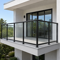 Système de garde-corps en aluminium et verre, balustrade en verre trempé, main courante 6063 T5 thermolaquée pour escalier, balcon, intérieur et extérieur
