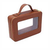 Pochette de voyage transparente en cuir PU végétalien blanc avec logo personnalisé, grande taille, en PVC, style Saffiano, pour maquillage et cosmétiques, avec fermeture éclair pour femme