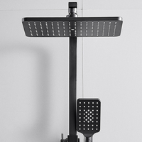 Système de douche thermostatique gris bronze avec affichage numérique de la température, ensemble de pluie 4 fonctions pour hôtels et appartements