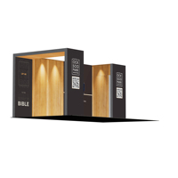 Stand d'exposition modulaire à cadre ouvert personnalisé avec mur arrière à double face en tissu et caisson lumineux graphique