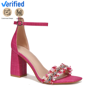 Tinh vi ren rìa trang trí mắt cá chân dây đeo cao gót Dép Slip-On thoải mái mặc cho tất cả các mềm cho mùa hè bên - Product Image 1