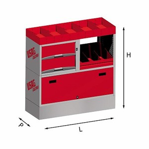 Armoire de rangement d'outils EF5 en acier rouge, organisateur d'atelier avec tiroirs et portes pour garage - Product Image 1