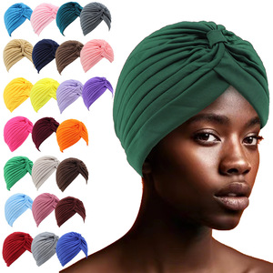 Vente chaude femmes couleur unie noeud croix ethnique africain Turban chapeau fait modal pour les femmes musulmanes-tête préférée de l'Amérique - Product Image 2