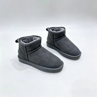 Bottes de neige pour femmes en polyester, au-dessus du genou, doublées de fausse fourrure, à bout ouvert, semelle en caoutchouc souple, pour l'hiver et l'été, noires