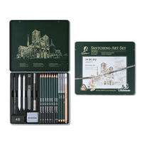 Kit de dessin complet 19 pièces avec crayons fusain HB, gomme et rallonge de crayon – Fabriqué en Chine