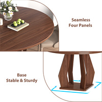Fabricant de tables à manger rondes en bois finition noyer sur mesure OEM ODM, fournisseur direct d'usine, 4 places, commande en gros