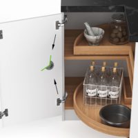 Engsel Sudut 165 Derajat Ultimate dengan Sistem Soft Close, Tanpa Protrusi untuk Lazy Susan dan Laci Kabinet Tarik Keluar