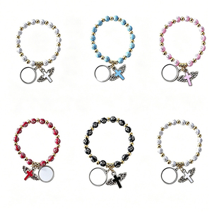 <span class=keywords><strong>Bracelet</strong></span> en métal <span class=keywords><strong>avec</strong></span> charme religieux en forme de croix d'ange pour hommes et femmes - Cadeau promotionnel respectueux de l'environnement - Product Image 6