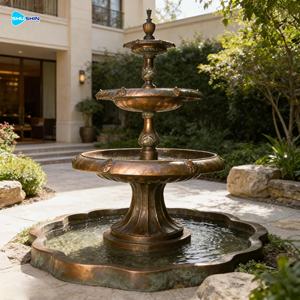 Grote antieke bronzen fonteinfabriek, hoogwaardige zelfstandige 3-traps waterfontein - Product Image 3