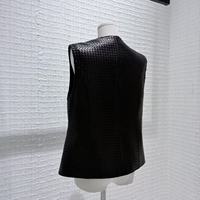 Gilet en cuir tricoté respirant en peau de mouton pour femme, personnalisable en usine, à simple boutonnage, idéal pour le superposition quotidienne