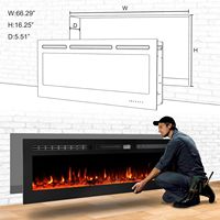 Insert de cheminée électrique encastrable LED, Kalsubo 50" – Chauffage linéaire ultra-mince pour montage mural et encastré