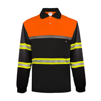 Polo de sécurité haute visibilité réfléchissant à manches longues, vêtement de travail de construction, avec poche, respirant, tissu Bird Eye, vente en gros, logo personnalisé, T-shirt