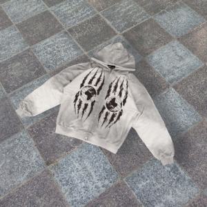 Sweat à capuche oversize en coton 100% avec logo imprimé en sérigraphie personnalisée, finition délavée à l'acide pour homme, automne - Product Image 3