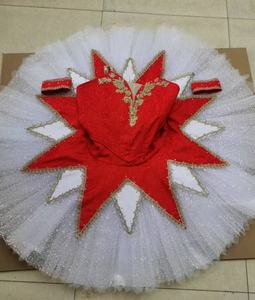 Tutú de Ballet Profesional Tipo Pancake en Atractiva Tela Jacquard Roja, Tul Rígido con Efecto <span class=keywords><strong>Spanx</strong></span> para Actuaciones de Bailarinas - Product Image 1