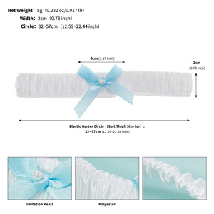 महिलाओं के लिए सरल नीले रिबन धनुष सुरुचिपूर्ण पैर सामान महिलाओं के लिए लोचदार खिंचाव डिजाइन फैशन जांघ स्ट्रैप - Product Image 6