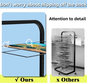 Hiện đại 40 đơn vị sơn dầu giấy hình ảnh khô giá hai mặt dây kim loại hiển thị đứng cho nghệ thuật lớp học lưu trữ Tạp Chí - Product Image 3