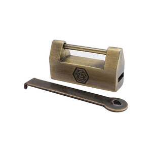 Candado Rectangular Chengyu Doble Felicidad en Bronce Dorado con Apertura Horizontal y Espaciado de 2cm, Especial para Bodas - Product Image 5