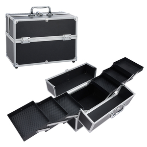 Large <b>Makeup</b> <b>Case</b> Professional Cosmetic Train <b>Case</b> Travel Cosmetic Box Organizer with 6 Trays Hard Beauty Storage Box - Product Image 1