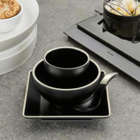 Ensemble de table de luxe bordures en or, pièces, de couleur noire et en mélamine, vente en gros