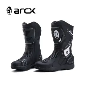 Arcx防水透气皮革摩托车鞋骑赛车摩托车膝盖高越野摩托车靴男