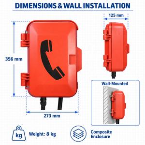 Téléphone d'urgence étanche mural avec clavier complet, logo couleur personnalisé, IP67, pour usine chimique, compatible SIP VoIP analogique - Product Image 2