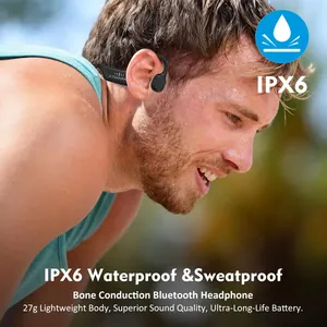 Casque sans fil à conduction osseuse <span class=keywords><strong>Paramita</strong></span> DG08C à oreille ouverte avec indicateur LED, étanche IPX-6 pour un design sportif 5.3 - Product Image 6