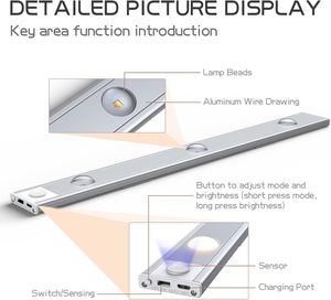 Vente en gros de lampes à LED à détecteur de mouvement de 40 cm pour armoire, placard, cuisine, chambre à coucher, éclairage sous l'armoire - Product Image 2
