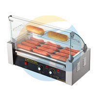 Grilleuse Électrique Commerciale pour Hot-Dogs et Saucisses, 5 Rouleaux, avec Chauffe-Pains Industriel à Porte et Grille