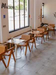 Juegos de Muebles de Restaurante Retro de Madera Maciza Francesa Personalizados para el Hogar, <span class=keywords><strong>Bar</strong></span> y Hotel, Mesas y Sillas de Comedor - Product Image 4