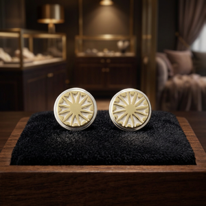 Boutons de manchette en laiton pour homme Code Silver pour mariages et fêtes formels - Product Image 3